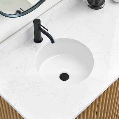 Marseille Circular Ceramic Undermount Bathroom Sink with Overflow - 15.4"L x 15.4"W