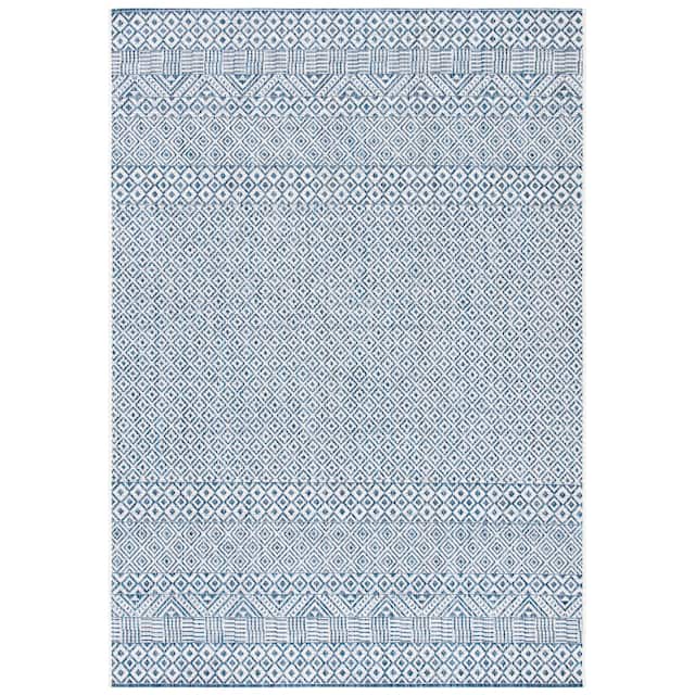 SAFAVIEH Courtyard Terezija Indoor/ Outdoor Waterproof Patio Backyard Rug - 2' x 3'7" - Blue/Navy