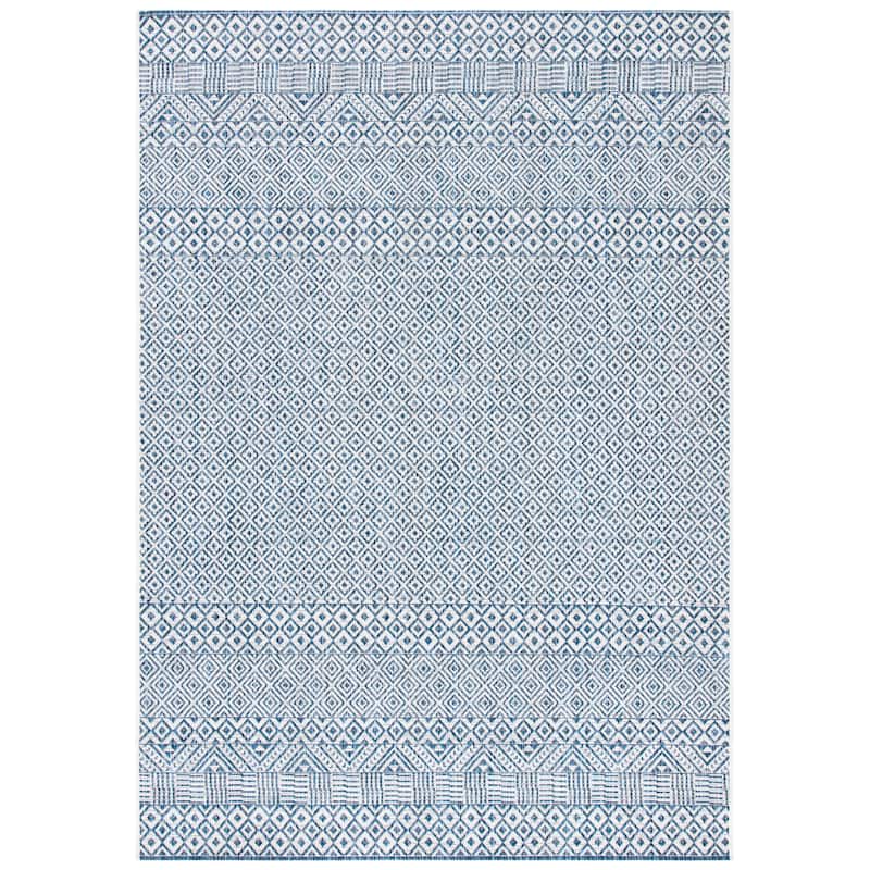 SAFAVIEH Courtyard Terezija Indoor/ Outdoor Waterproof Patio Backyard Rug - 2' x 3'7" - Blue/Navy