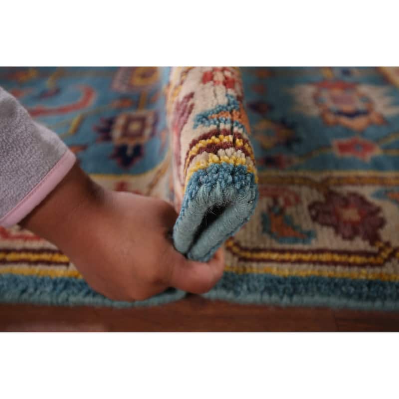 Light Blue Oushak Indian Accent Rug Handmade Wool Carpet - 2'11" X 5'0"