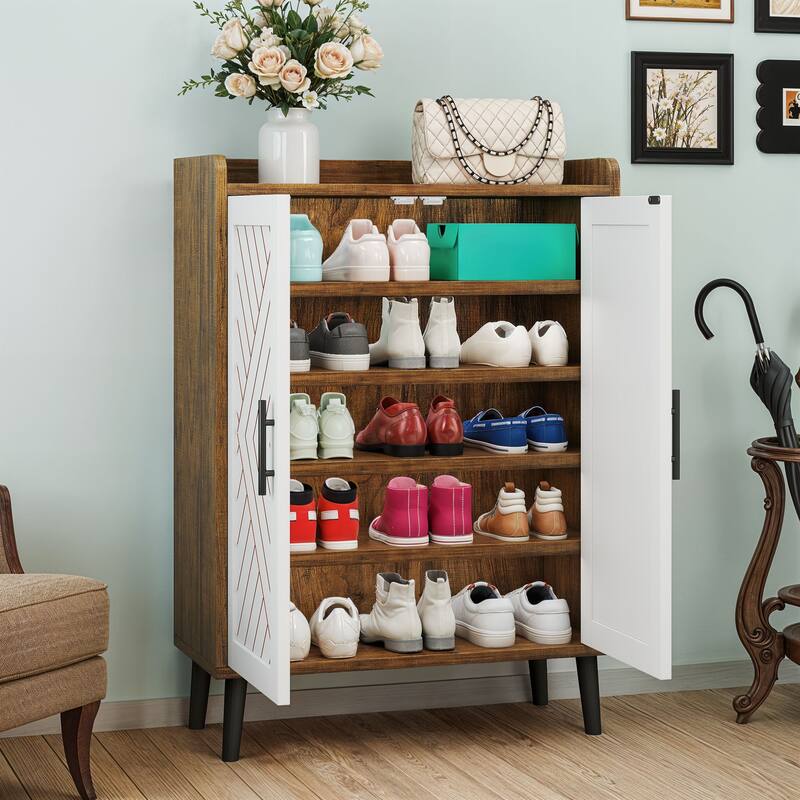Moasis 5-Tier Shoe Storage Cabinet with Doors For Entryway Living Room