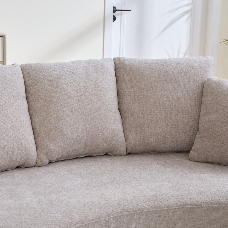 73.82" Modern Plush Chenille Wide Curved Sofa with Pillows