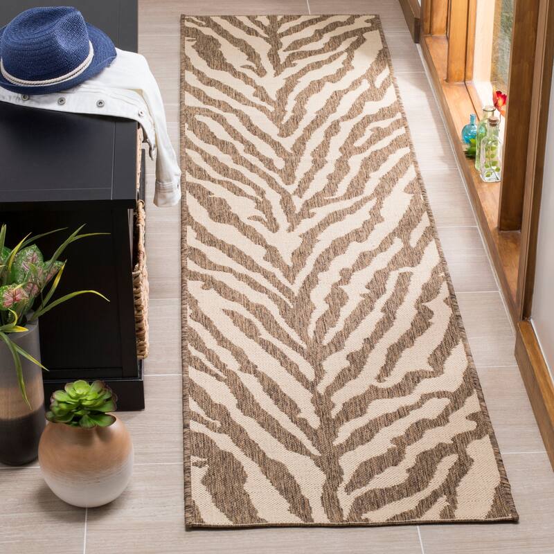 SAFAVIEH Linden Siglinde Indoor/ Outdoor Waterproof Patio Backyard Rug - 2'2" x 8' Runner - Cream/Beige