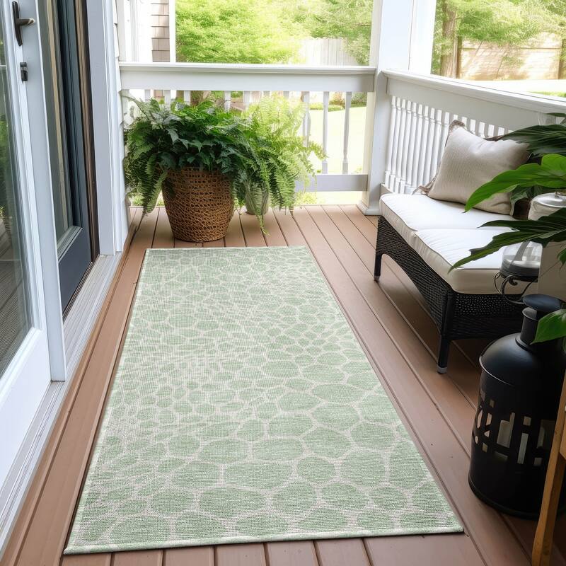 Machine Washable Indoor/ Outdoor Chantille Animal Print Rug - Mint - 2'3" x 7'6"