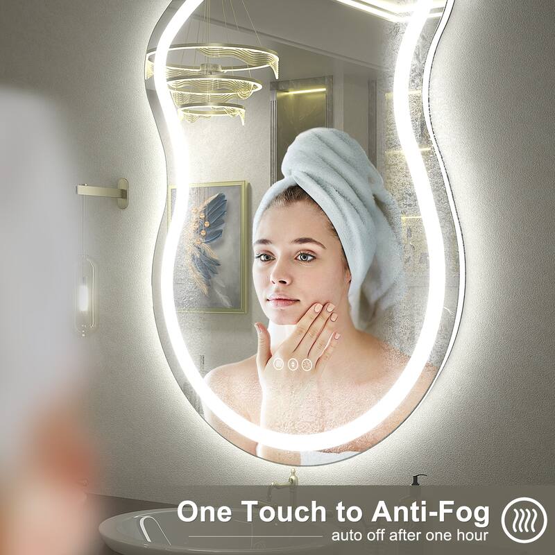 UL Certified Irregular LED Anti-fog Cloud-shaped Wall Bathroom Vanity Mirror