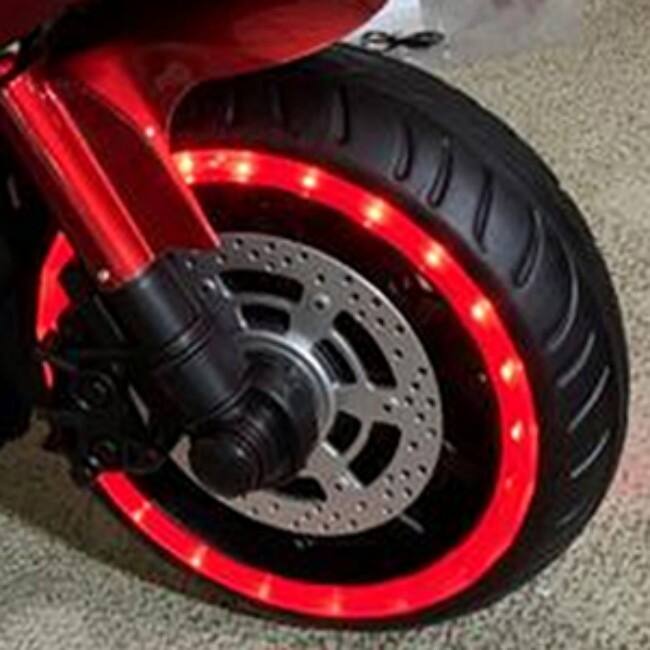 12V Kids Electric Ride-On Motorcycle with Manual Throttle, LED Wheel Lights, Bluetooth Music,Training Wheels - Ride-On car