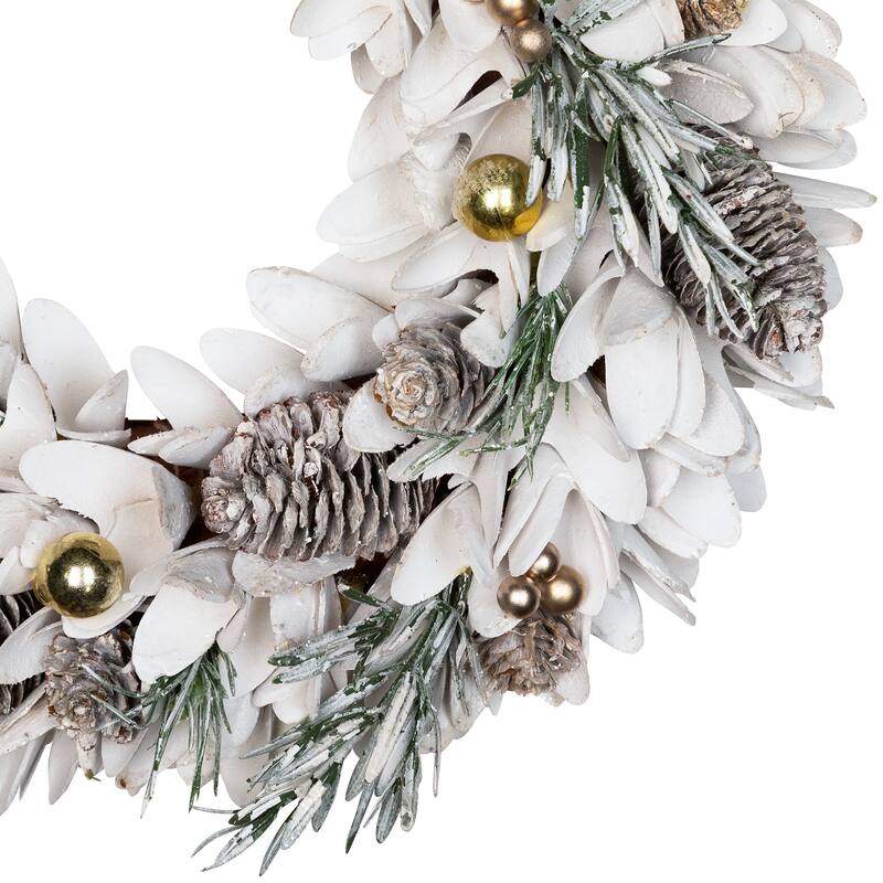 Frosted Pinecone and Pine Sprigs Artificial Christmas Wreath - 14" - Unlit