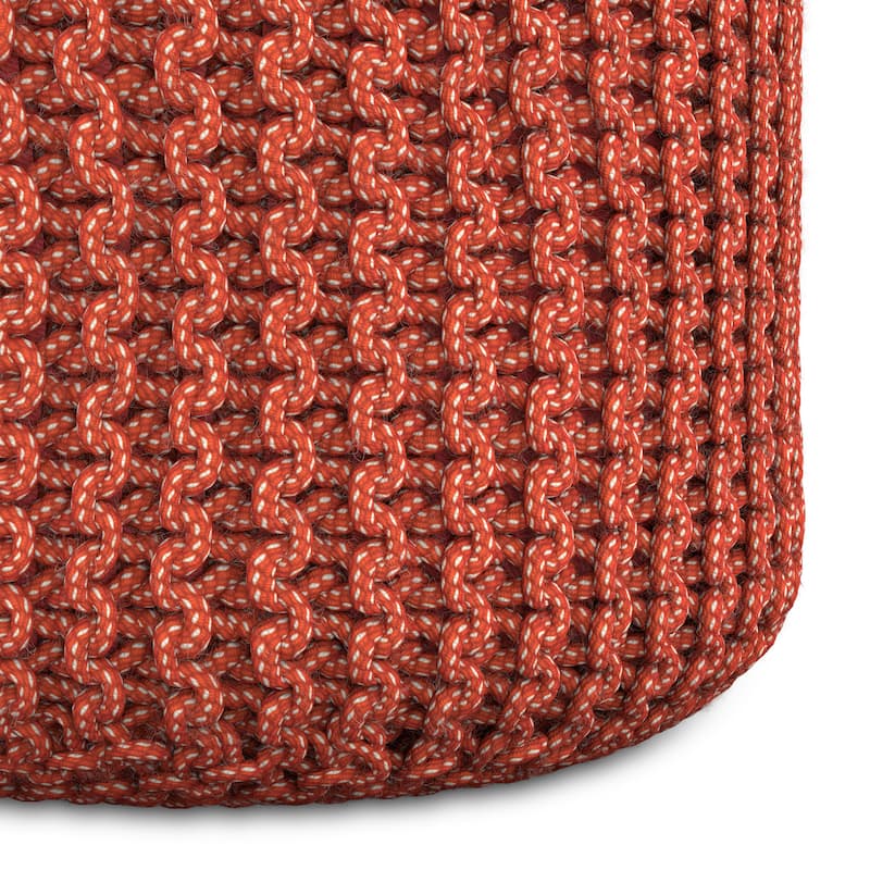 WYNDENHALL Allish Round Knitted Pouf in Orange Recycled PET Polyester