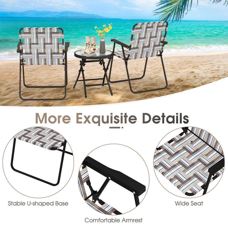 Gymax Folding Lawn Beach Chair Portable Sand Chair Set of 2 w/ Elegant