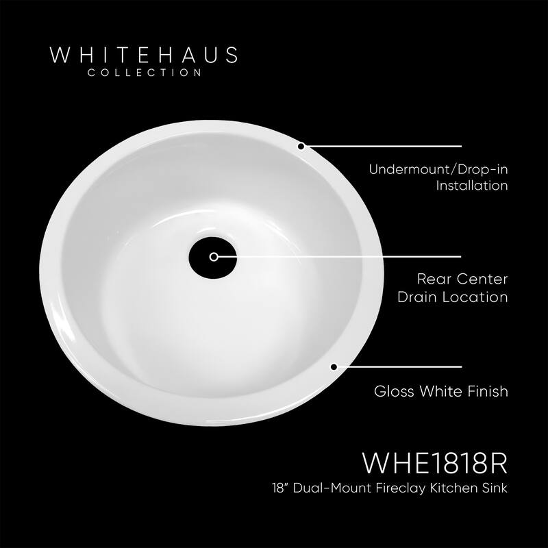 Elementhaus Fireclay Circular Drop In/Undermount Sink