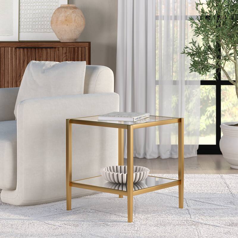 Hera 20" Wide Square Side Table with Mirror Shelf - 20" Wide