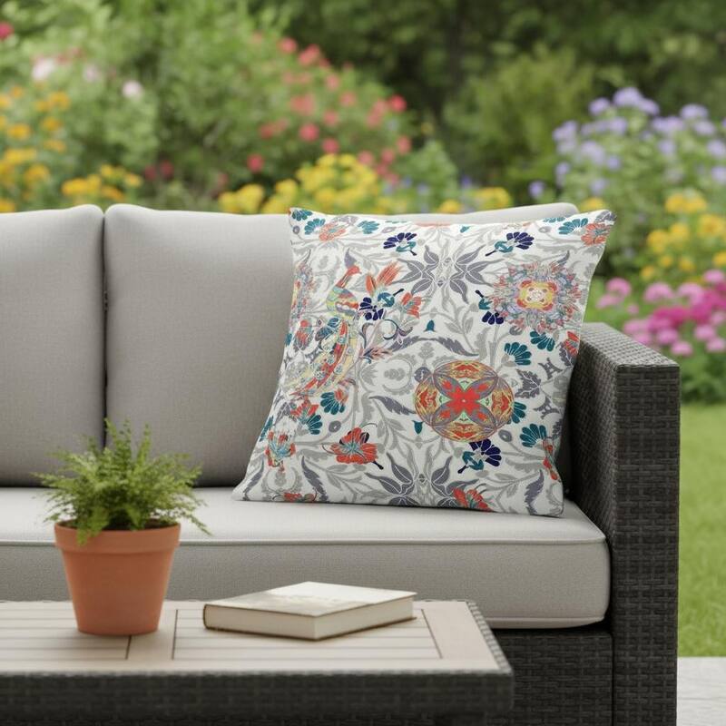 HomeRoots Set of Two 16" X 16" Orange and White Peacock Blown Seam Eclectic Indoor Outdoor Throw Pillow - Orange/White - 16.00' X '16.00' X '5.00