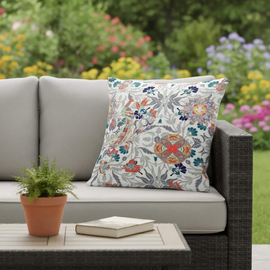 HomeRoots Set of Two 16" X 16" Orange and White Peacock Blown Seam Eclectic Indoor Outdoor Throw Pillow