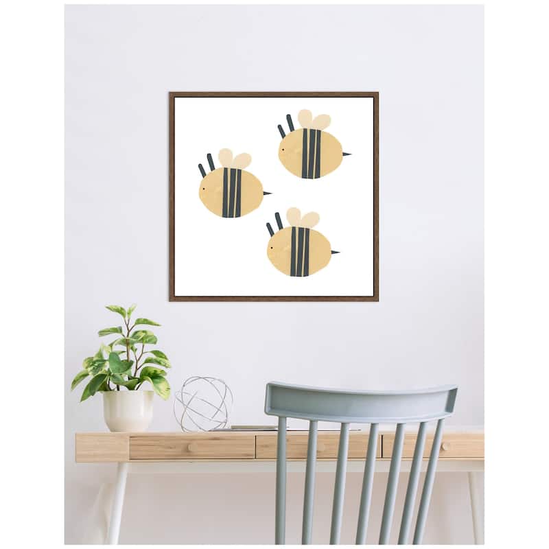 Kate and Laurel Buzzing Bees by Alicia Abla Framed Canvas Wall Art Print
