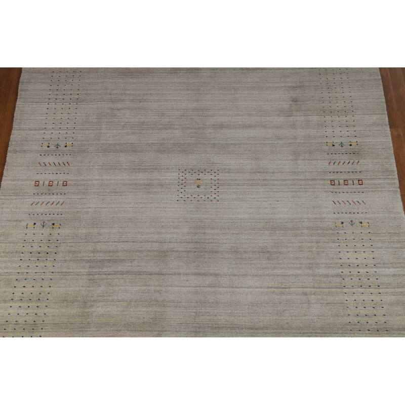 Hand Knotted Oriental 100% Wool Carpet Tribal Tribal Greys & Charcoal Gabbeh Area Rug - 9' 9'' X 8' 0''