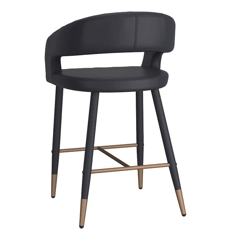 Modern Faux Leather and Metal 26" Counter Stool, Set of 4