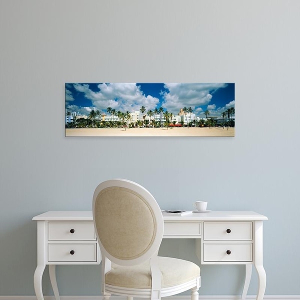 Easy Art Prints Panoramic Image 'Hotels on the beach, Art Deco Hotels, Ocean Drive, Miami Beach, Florida' Canvas Art