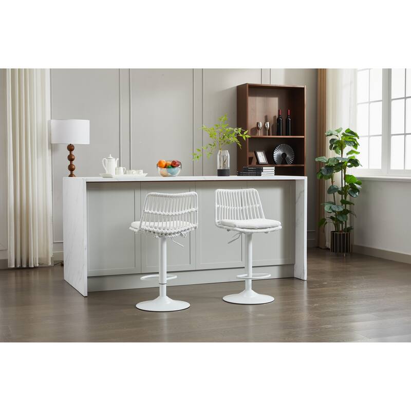 Set Of 2 Rattan Bar Stool
