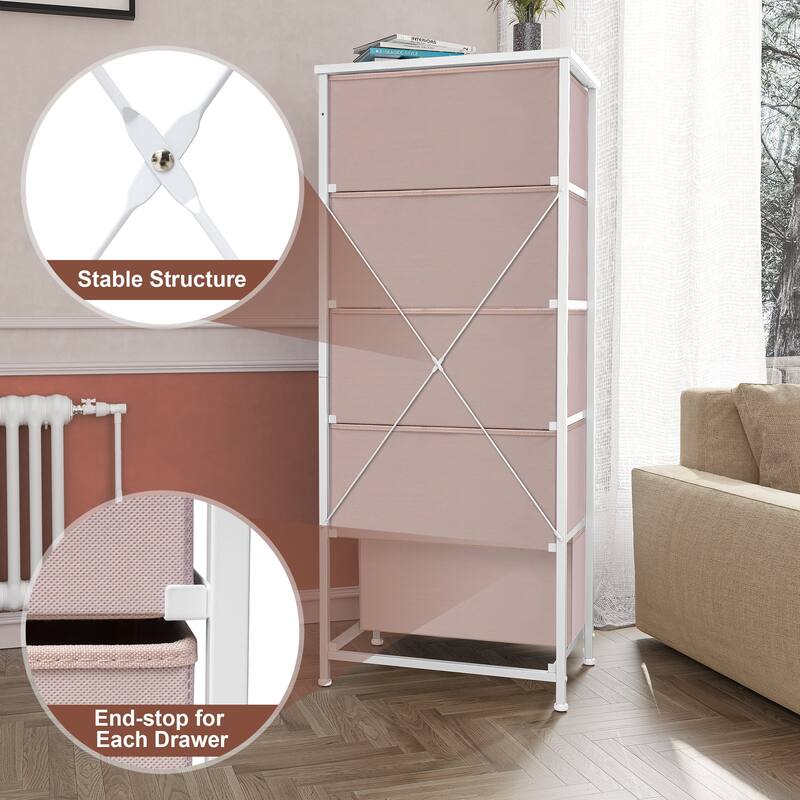 Crestlive Products Household 5-Drawer Vertical Dresser Storage Chest