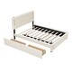 preview thumbnail 11 of 11, Queen Size Upholstered Platform Bed with Twin Size Trundle Wood Bed Frame & Drawers Storage Bed for Kids Teens Adults, Beige