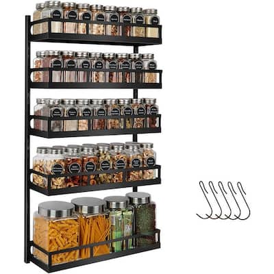 Wall Mount Spice Rack Organizer 5 Tier Height-Adjustable Hanging - ‎5.4"D x 15.6"W x 32.3"H