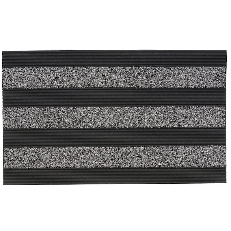 Ribbed Coir Doormat - Grey