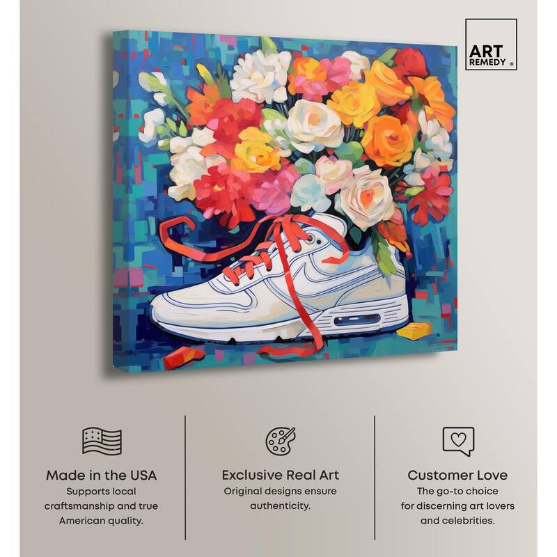 Whimsical Sneaker with Flowers Canvas by Art Remedy, Gallery Wrapped