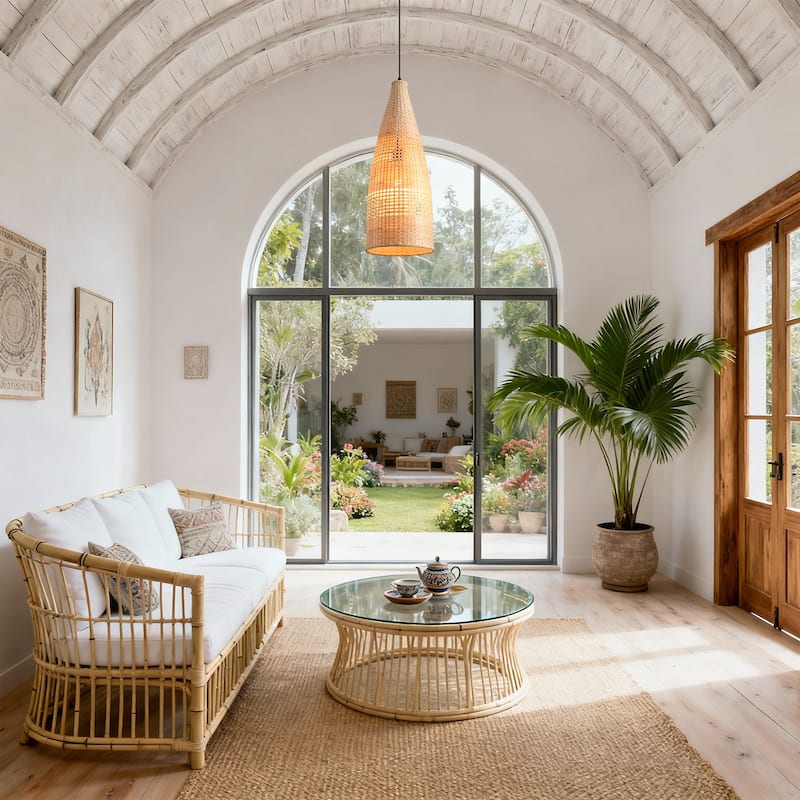 9" Bohemian Natural Bamboo Bottle-Shaped Handmade Adjustable Chandelier Pendant Light