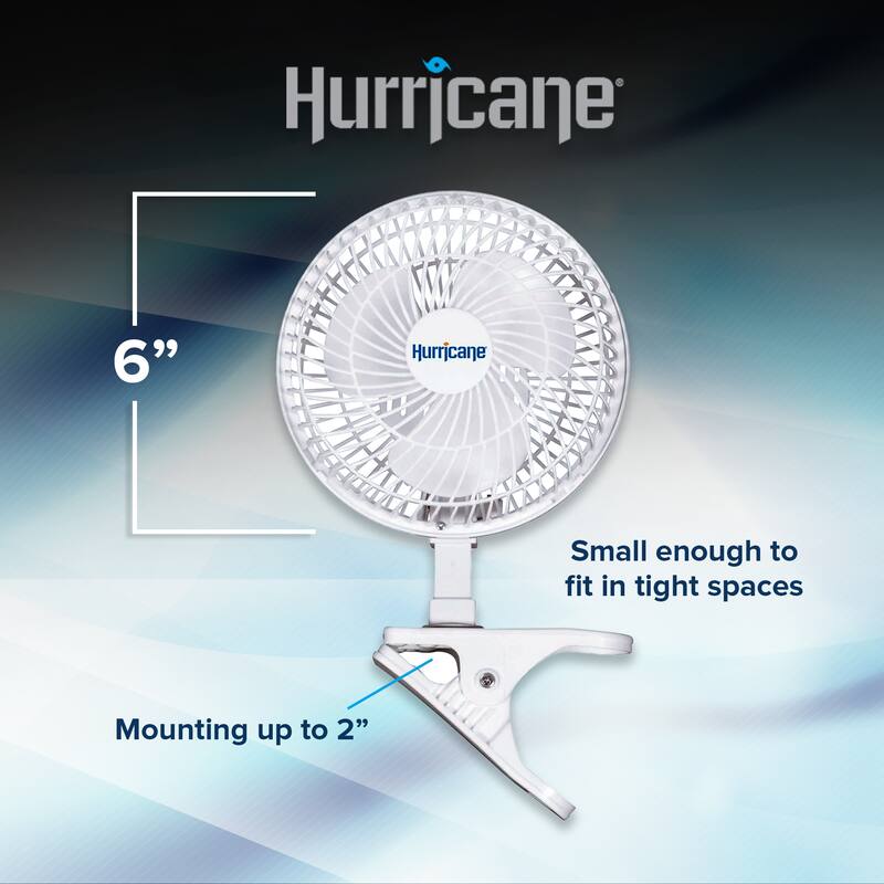 Hurricane Classic 6" Mini Clip On Fan for Desks & Night Stands, White (2 Pack) - 2.5
