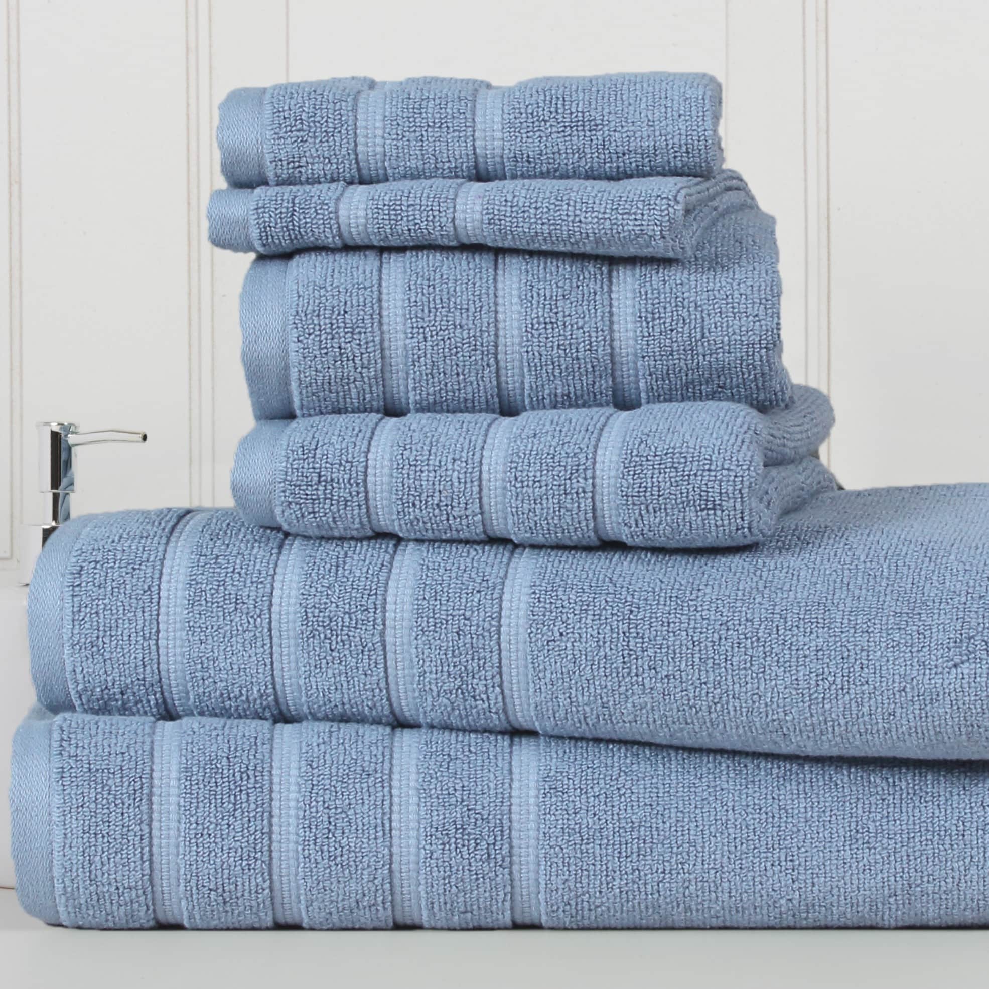 Bibb Home 6-Piece Zero Twist Cotton Towel Set - N/A