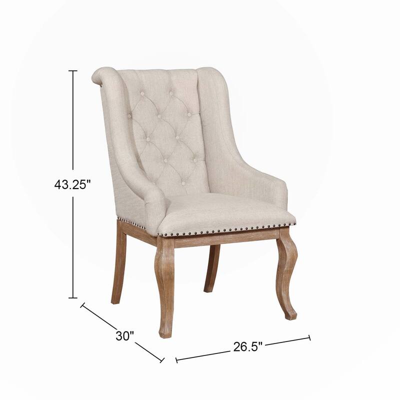 Set of 2 Cream Fabric Upholstered Arm Chairs