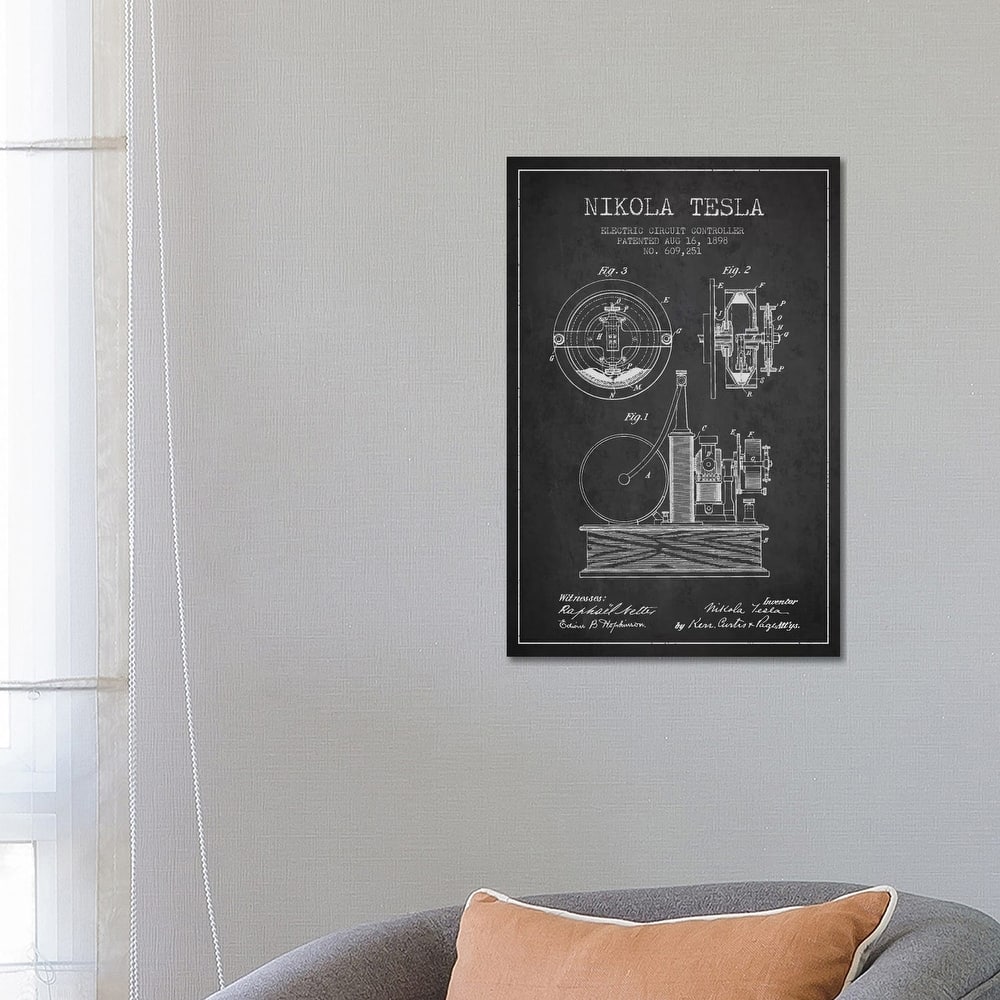 iCanvas "Electric Circuit Charcoal Patent Blueprint" by Aged Pixel Canvas Print