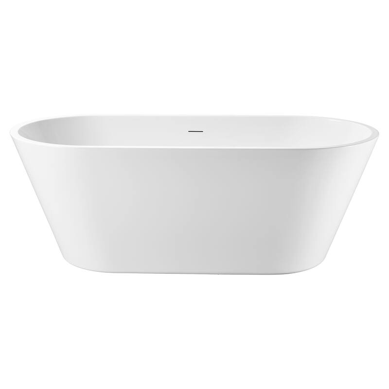 Modern White Acrylic Freestanding Soaking Bathtub with Pop-up Drain and Overflow