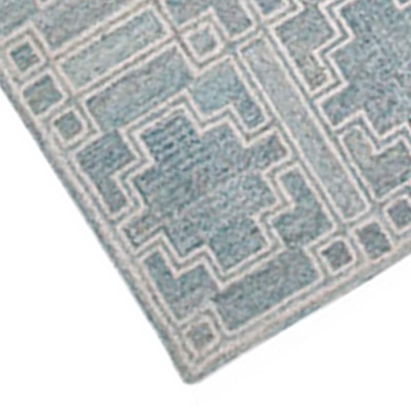 Lesy 8 x 10 Large Area Rug, Hand Tufted Geometric Design, Gray, Ivory Wool - 8 x 10