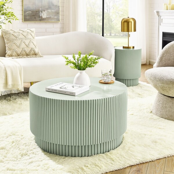 Round Magnesium Oxide Coffee Table, Indoor/Outdoor - Bed Bath