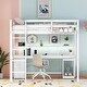 preview thumbnail 3 of 1, White Full Wood Loft Bed with Multi-Storage Desk, Charging Station, LED Light, Tray