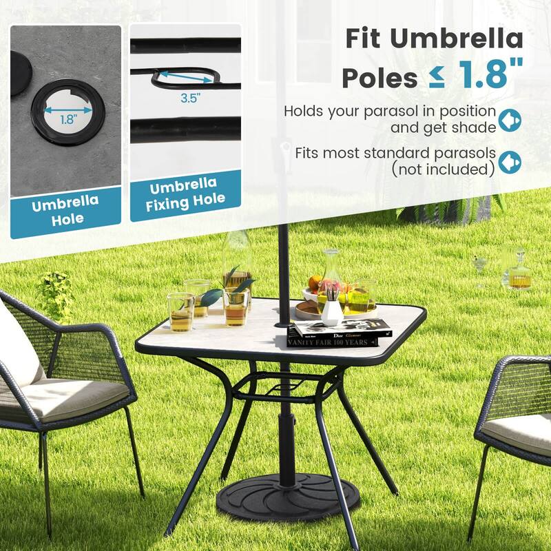 Costway Outdoor Dining Table 32'' x 32'' Patio Bistro Table with - See Details