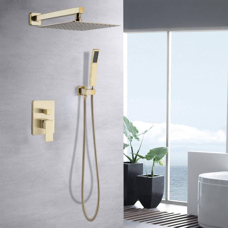 Proox 12" Squared Rain Shower Combo Set w/ Hand Shower - 12
