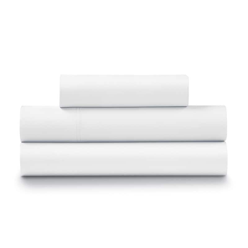 100% Cotton Percale Cool and Crisp Deep Pocket Sheet Set - White - Twin