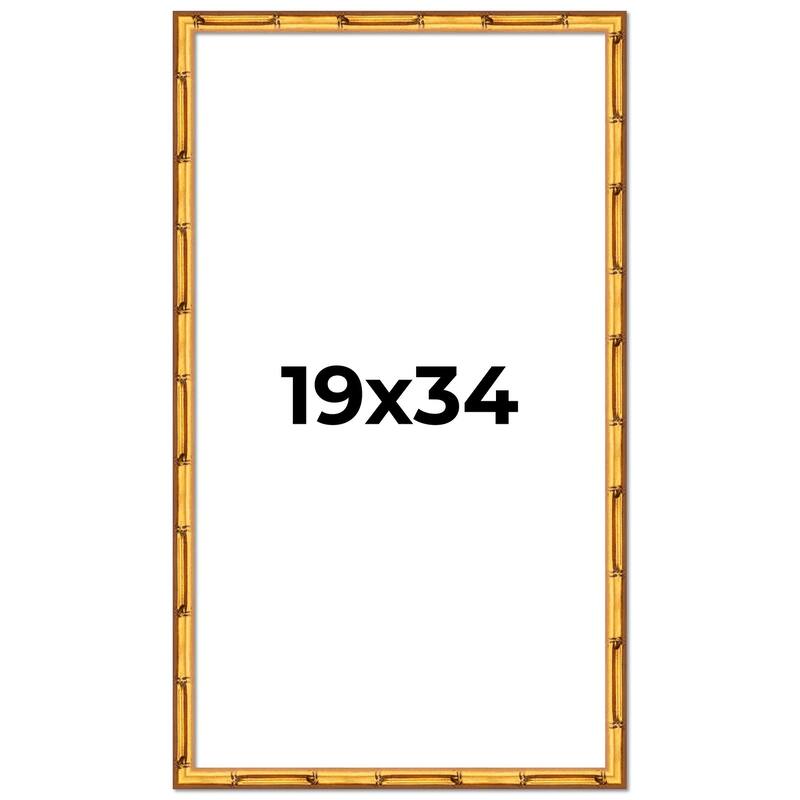 19x34 Frame Gold Bamboo Picture Frame Modern Photo Frame Includes UV Acrylic Shatter Guard Front Acid Free Foam Backing Board