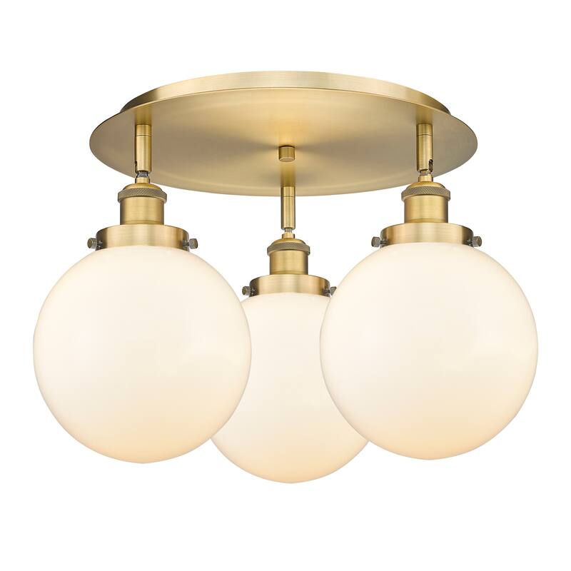 Innovations Lighting Canton - 3 Light 20" Flush Mount - Brushed Brass/Matte White