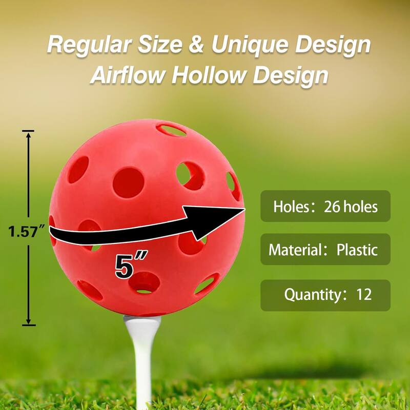 GSE™ 12-Pack Indoor/Outdoor Plastic Hollow Practice Golf Balls, Airflow Training Golf Balls