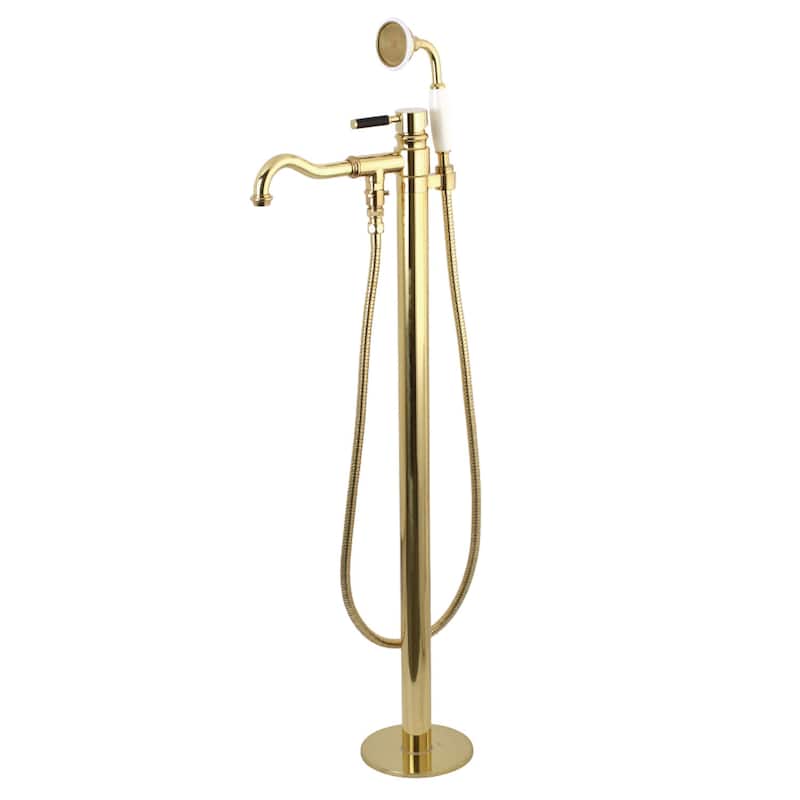 Kingston Brass Kaiser Floor Mounted Tub Filler � Includes Hand Shower - Polished Brass
