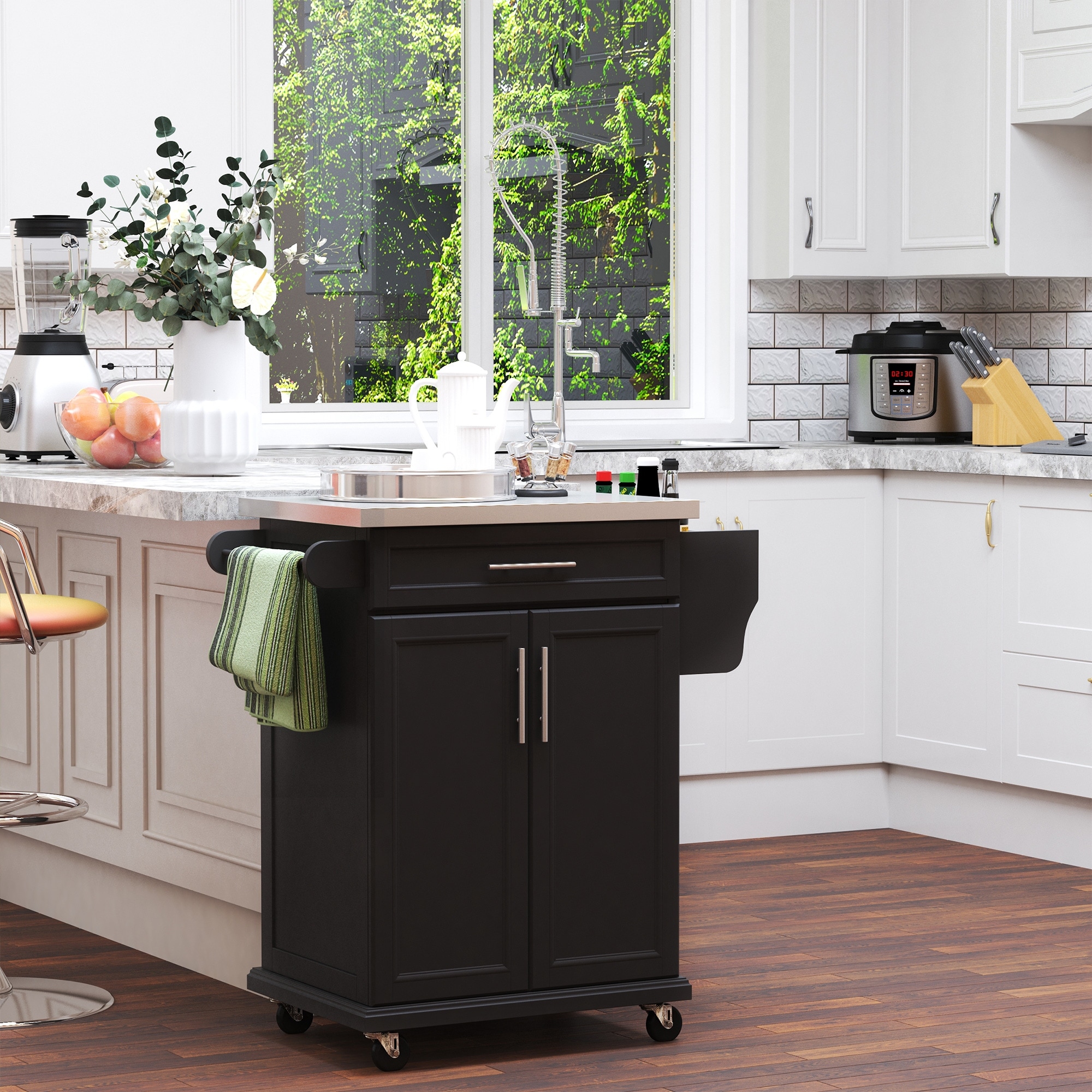 Kitchen island with pull out spice rack deals