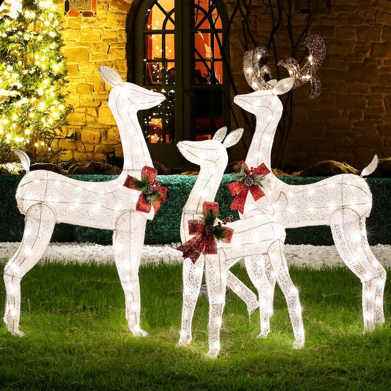 Futzca 3 Deer Family Christmas Lights, Outdoor/Indoor Holiday Decoration - White