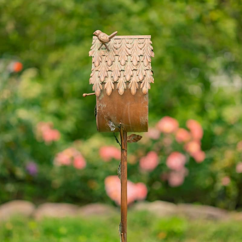 Country Style Iron Birdhouse Stake "Farm House"