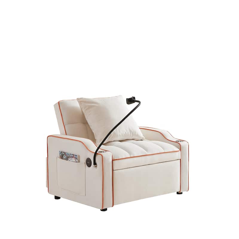 GDFStudio - Flora Modern 3-in-1 Convertible Sleeper Chair Sofa Bed, Adjustable Pull-Out Sofa with Storage