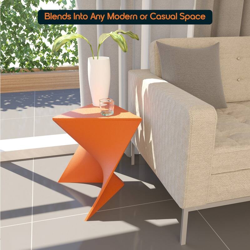 Randolph Modern Indoor Lightweight Side Table with Triangular Curved Design Accent End Table for Home Living Room or Bedroom