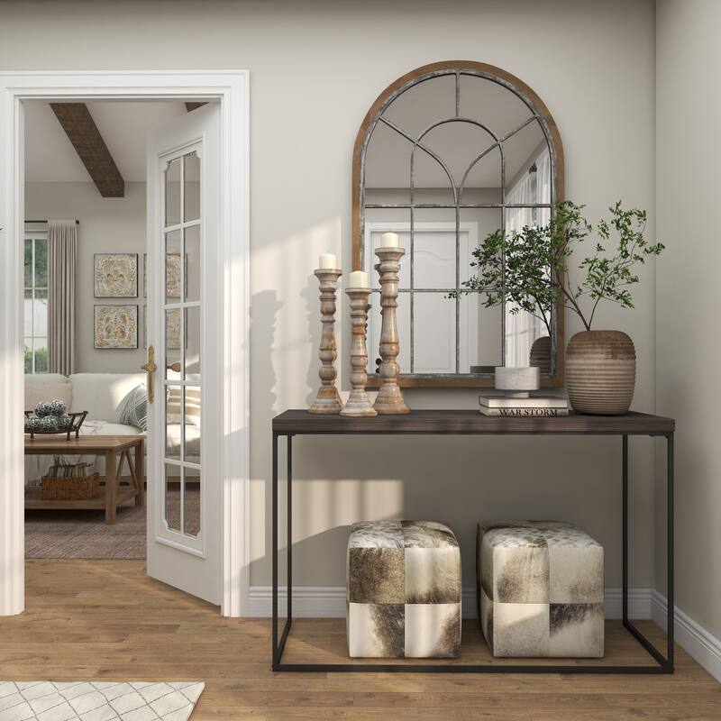 Brown Mango Wood Handmade Candle Holder with Turned Style (Set of 3)