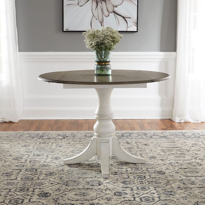 Magnolia Manor Antique White Weathered Bark Drop Leaf Table - Antique White